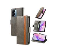 Etui FOXDOCK pour OPPO A57 5G RFID Blocking Flip PU Leather Cover avec porte-cartes et Kickstand compatible avec OPPO A57 5G-Gris