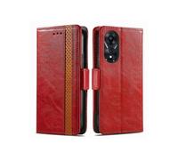 Etui FOXDOCK pour OPPO A58 4G RFID Blocking Flip PU Leather Cover avec porte-cartes et Kickstand compatible avec OPPO A58 4G-Rouge