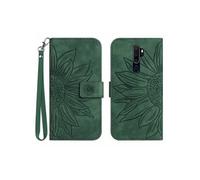 Etui FOXDOCK pour OPPO A9 2020/A5 2020 Sunflower en relief de portefeuille en cuir en relief avec support de carte compatible avec OPPO A9 2020/A5