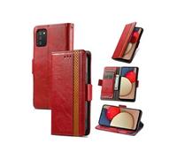 Etui FOXDOCK pour Samsung Galaxy A03S RFID Blocking Flip PU Leather Cover avec porte-cartes et Kickstand compatible avec Samsung Galaxy A03S-Rouge