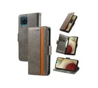 Etui FOXDOCK pour Samsung Galaxy A12 RFID Blocking Flip PU Leather Cover avec porte-cartes et Kickstand compatible avec Samsung Galaxy A12-Gris