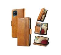 Etui FOXDOCK pour Samsung Galaxy A12 RFID Blocking Flip PU Leather Cover avec porte-cartes et Kickstand compatible avec Samsung Galaxy A12-Kaki
