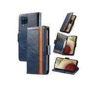 Etui FOXDOCK pour Samsung Galaxy A12 RFID Blocking Flip PU Leather Cover avec porte-cartes et Kickstand compatible avec Samsung Galaxy A12-Bleu
