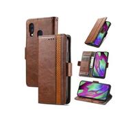 Etui FOXDOCK pour Samsung Galaxy A40 RFID Blocking Flip PU Leather Cover avec porte-cartes et Kickstand compatible avec Samsung Galaxy A40-Marron