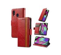 Etui FOXDOCK pour Samsung Galaxy A40 RFID Blocking Flip PU Leather Cover avec porte-cartes et Kickstand compatible avec Samsung Galaxy A40-Rouge
