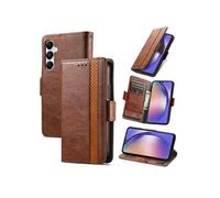 Etui FOXDOCK pour Samsung Galaxy A55 RFID Blocking Flip PU Leather Cover avec porte-cartes et Kickstand compatible avec Samsung Galaxy A55-Marron