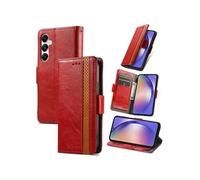 Etui FOXDOCK pour Samsung Galaxy A55 RFID Blocking Flip PU Leather Cover avec porte-cartes et Kickstand compatible avec Samsung Galaxy A55-Rouge