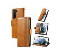 Etui FOXDOCK pour Samsung Galaxy S21FE RFID Blocking Flip PU Leather Cover avec porte-cartes et Kickstand compatible avec Samsung Galaxy S21FE-Kaki