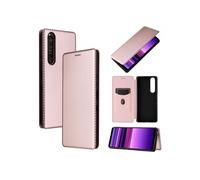 Etui FOXDOCK pour Sony Xperia 1 III Case de flip de motif en fibre de carbone avec support de carte de fermeture compatible avec Sony Xperia 1