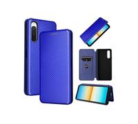 Etui FOXDOCK pour Sony Xperia 10 IV Case de flip de motif en fibre de carbone avec support de carte de fermeture compatible avec Sony Xperia 10