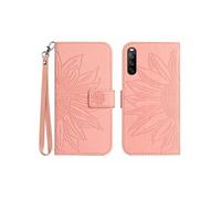Etui FOXDOCK pour Sony Xperia 10 V Sunflower en relief de portefeuille en cuir en relief avec support de carte compatible avec Sony Xperia 10 V-Rose