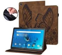 Étui FOXDOCK pour tablette Lenovo M10 Plus Butterfly Design Premium Cuir Anti-Fall Protection Tablet Cover avec emplacements de carte et fonction du support-Marron Marron G