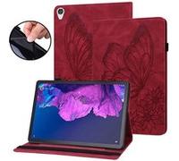 Étui FOXDOCK pour tablette Lenovo Tab P11 Butterfly Design Premium Cuir Anti-Fall Protection Tablet Cover avec emplacements de carte et fonction du support-Rouge Rouge G