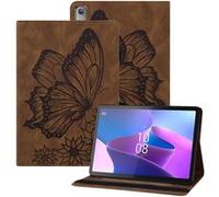 Étui FOXDOCK pour tablette Lenovo Tab P12 Butterfly Design Premium Cuir Anti-Fall Protection Tablet Cover avec emplacements de carte et fonction du support-Marron Marron G