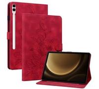 Étui FOXDOCK pour tablette Samsung Galaxy Tab S9+ coque en TPU souple et durable avec support réglable, emplacements pour cartes et rainures antidérapantes-Rouge Rouge G