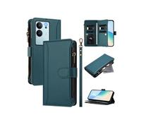 Etui FOXDOCK pour VIVO V29E 5G/V30 Lite 5G de téléphone de portefeuille de poche à fermeture éclair en cuir premium avec 9 emplacements de carte et