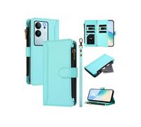Etui FOXDOCK pour VIVO V29E 5G/V30 Lite 5G de téléphone de portefeuille de poche à fermeture éclair en cuir premium avec 9 emplacements de carte et