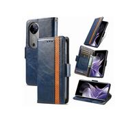 Etui FOXDOCK pour VIVO V40 5G RFID Blocking Flip PU Leather Cover avec porte-cartes et Kickstand compatible avec VIVO V40 5G-Bleu