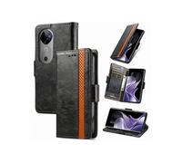 Etui FOXDOCK pour VIVO V40 5G RFID Blocking Flip PU Leather Cover avec porte-cartes et Kickstand compatible avec VIVO V40 5G-Noir