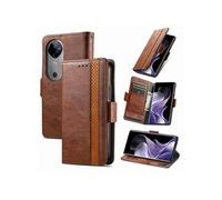 Etui FOXDOCK pour VIVO V40 5G RFID Blocking Flip PU Leather Cover avec porte-cartes et Kickstand compatible avec VIVO V40 5G-Marron