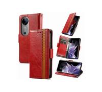 Etui FOXDOCK pour VIVO V40 5G RFID Blocking Flip PU Leather Cover avec porte-cartes et Kickstand compatible avec VIVO V40 5G-Rouge