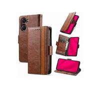 Etui FOXDOCK pour vivo Y28s RFID Blocking Flip PU Leather Cover avec porte-cartes et Kickstand compatible avec vivo Y28s-Marron