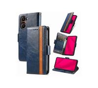Etui FOXDOCK pour vivo Y28s RFID Blocking Flip PU Leather Cover avec porte-cartes et Kickstand compatible avec vivo Y28s-Bleu