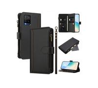 Etui FOXDOCK pour vivo Y33S 4G/Y21/Y21S de téléphone de portefeuille de poche à fermeture éclair en cuir premium avec 9 emplacements de carte et