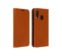 Étui Galaxy A20e Folio Cuir Véritable Porte cartes Support Vidéo camel