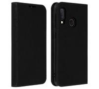 Etui Galaxy A20e Folio Cuir Véritable Porte cartes Support Vidéo noir