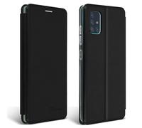 Coque et étui téléphone mobile Avizar Etui pour Galaxy A71 Simili-Cuir Texturé Clapet Porte-carte Support Vidéo Noir