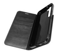 Etui galaxy s22 folio cuir véritable porte cartes support vidéo - noir