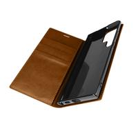 Étui Galaxy S22 Ultra Folio Cuir Véritable Porte cartes Support Vidéo - camel