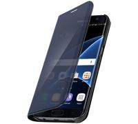 Etui Galaxy S7 Edge Housse Clapet Flip Cover Miroir Noir - Fonction Stand