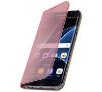 Etui Galaxy S7 Edge Housse Clapet Flip Cover Miroir Rose - Fonction Stand