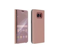Etui Galaxy S7 Edge Housse Clapet Flip Cover Miroir Rose - Fonction Stand