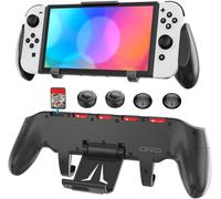 Étui Grip pour Nintendo Switch,Coque Asymétrique de Confort Ergonomique avec Support Réglable et 5 Emplacements de Jeu pour Nintendo Switch