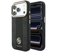 Étui Guess 4G avec logos ronds et classiques rayés, compatible MagSafe, pour iPhone 18 Pro Max / 17 Pro Max, noir