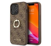 Étui Guess 4G avec support anneau pour iPhone 13 Pro, marron