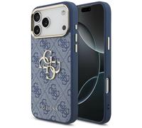 Étui Guess 4G Big 4G Classic Logo pour iPhone 18 Pro Max / 17 Pro Max, bleu et or