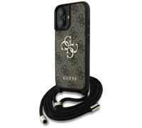 Étui Guess 4G Big Logo Cord Stap Crossbody pour iPhone 16 marron