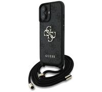 Étui Guess 4G Big Logo Cord Stap Crossbody pour iPhone 16 noir
