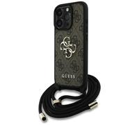 Étui Guess 4G Big Logo Cord Stap Crossbody pour iPhone 16 Pro marron