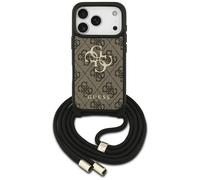 Étui Guess 4G Big Logo Cord Stap Crossbody pour iPhone 17 Pro marron