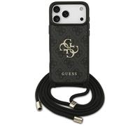 Étui Guess 4G Big Logo Cord Stap Crossbody pour iPhone 17 Pro Max noir