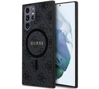 GUESS GUHMS24LG4GFRK Coque pour S24 Ultra S928 Noir Coque Rigide 4G Collection Cuir Métal Logo