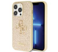 Étui Guess 4G Glitter Script pour iPhone 14 Pro, doré