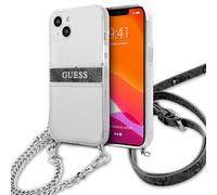 Guess Coque GUHCP13SKC4GBSI iPhone 13 Mini 5,4" Transparent 4G sangle grise chaîne argentée