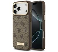 Etui Guess 4G Logo Plate MagSafe do iPhone 17 Pro Max br?zowy