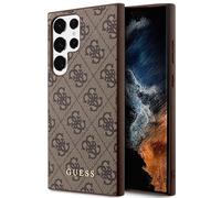 Guess Étui pour Samsung S23 Ultra S918 GUHCS23LG4GFBR Marron 4G Métal Or Logo
